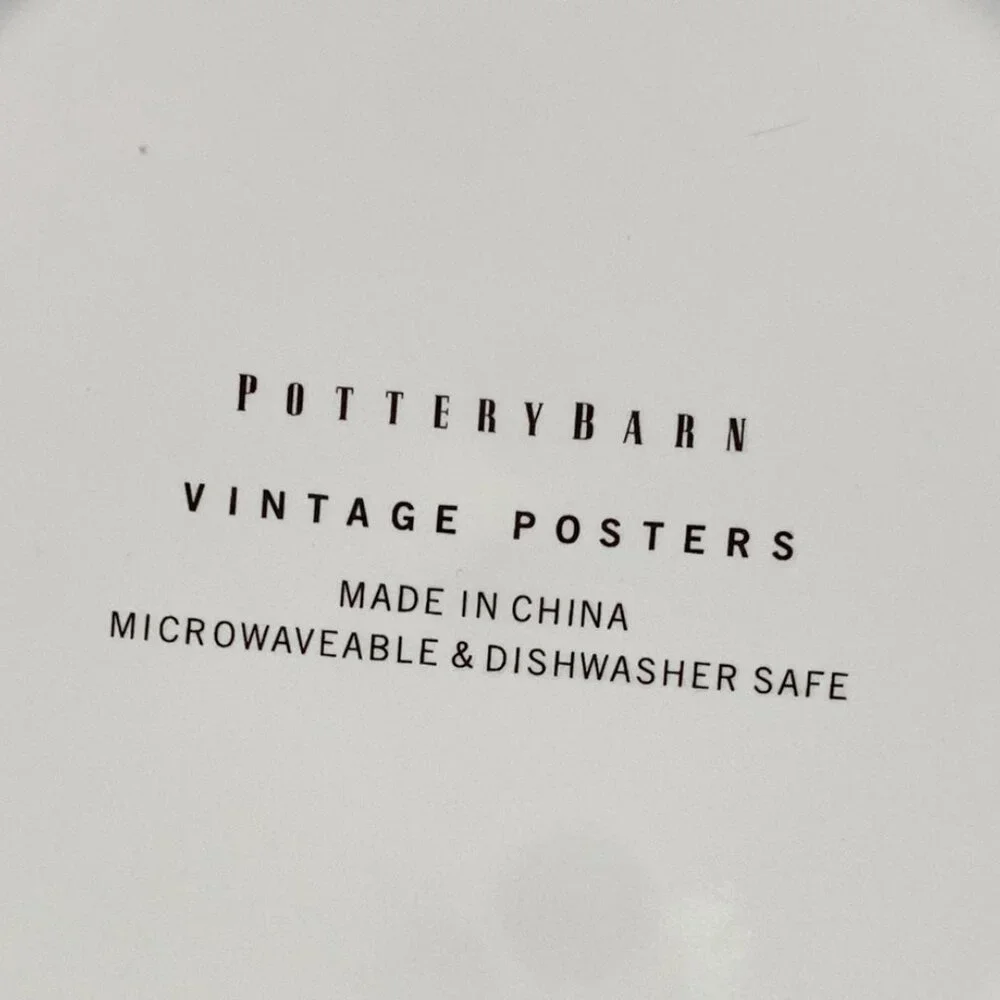 Pottery Barn  VINTAGE POSTERS Set of 4 Plates Canape Cocktail 8"  Appetizer - Picture 8 of 8